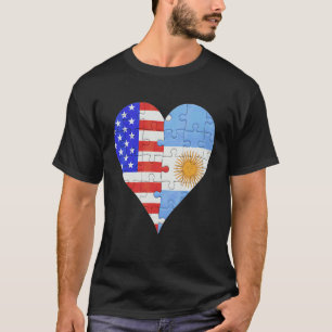Camiseta Corazón de bandera argentina estadounidense