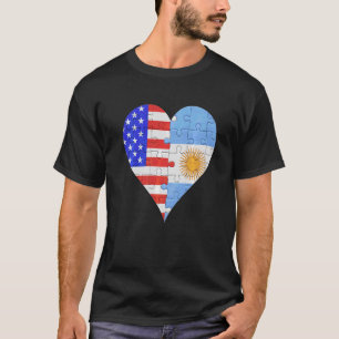 Camiseta Corazón de bandera argentina estadounidense