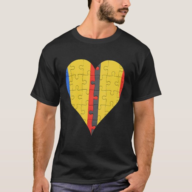 Camiseta Corazón de bandera belga rumana (Anverso)