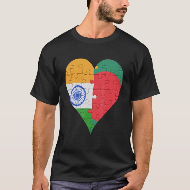 Camiseta Corazón de bandera bengalí india (Anverso)