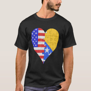 Camiseta Corazón de bandera bosnia estadounidense