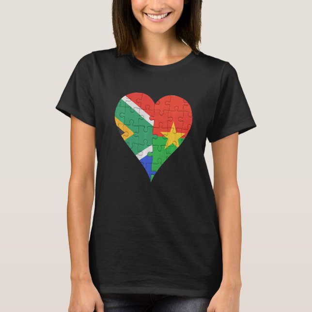 Camiseta Corazón de bandera burkinabé sudafricana (Anverso)