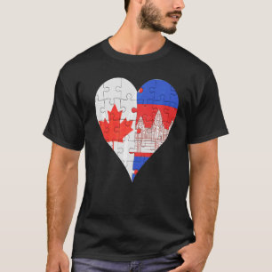 Camiseta Corazón de bandera camboyana canadiense