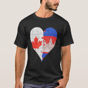 Camiseta Corazón de bandera camboyana canadiense