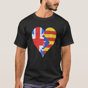 Camiseta Corazón de bandera catalana británica