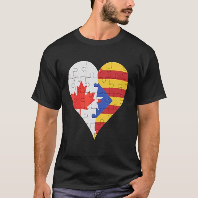 Camiseta Corazón de bandera catalana canadiense (Anverso)