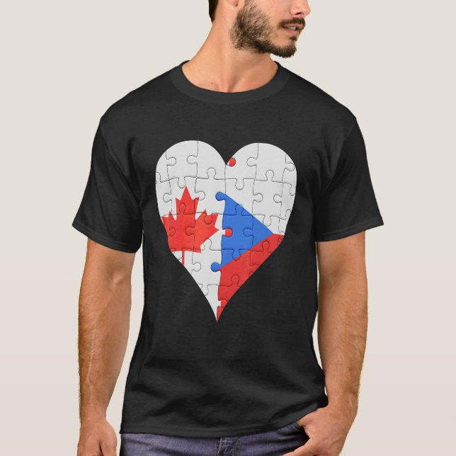 Camiseta Corazón de bandera checa canadiense (Anverso)