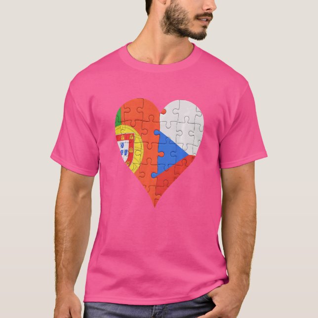 Camiseta Corazón de bandera checa portuguesa (Anverso)