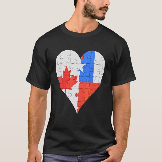 Camiseta Corazón de bandera chilena canadiense (Anverso)