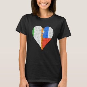 Camiseta Corazón de bandera chilena irlandesa