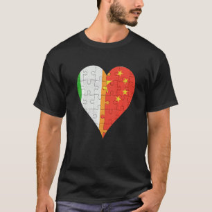 Camiseta Corazón de bandera china irlandesa