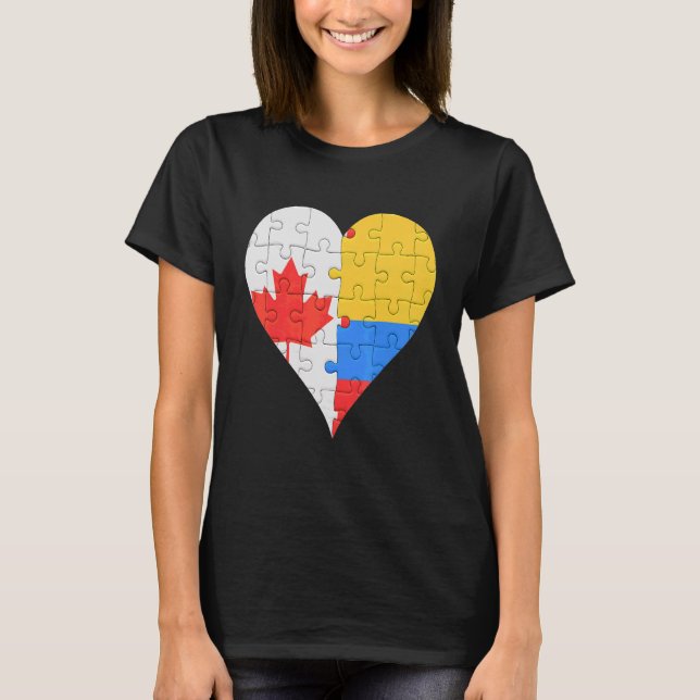 Camiseta Corazón de bandera colombiana canadiense (Anverso)