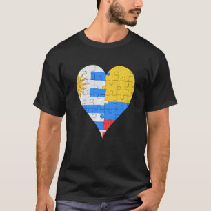 Camiseta Corazón de bandera colombiana en uraguio