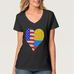 Camiseta Corazón de bandera colombiana estadounidense
