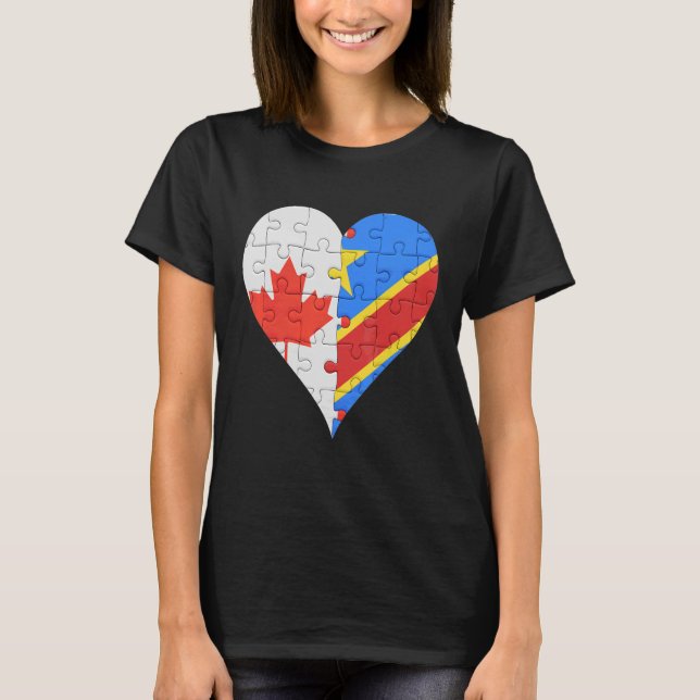 Camiseta Corazón de bandera congolesa canadiense (Anverso)