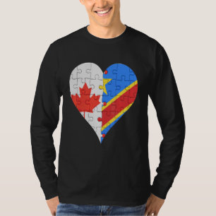 Camiseta Corazón de bandera congolesa canadiense