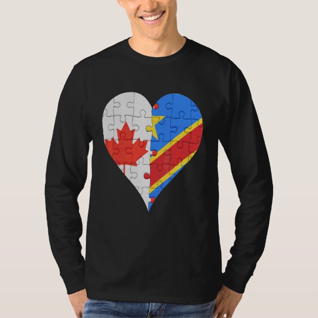 Camiseta Corazón de bandera congolesa canadiense (Anverso)