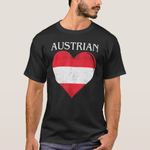 Camiseta Corazón De Bandera De Austria Vintage Para Austria