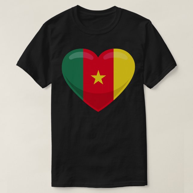 Camiseta Corazón de bandera de Camerún (Diseño del anverso)