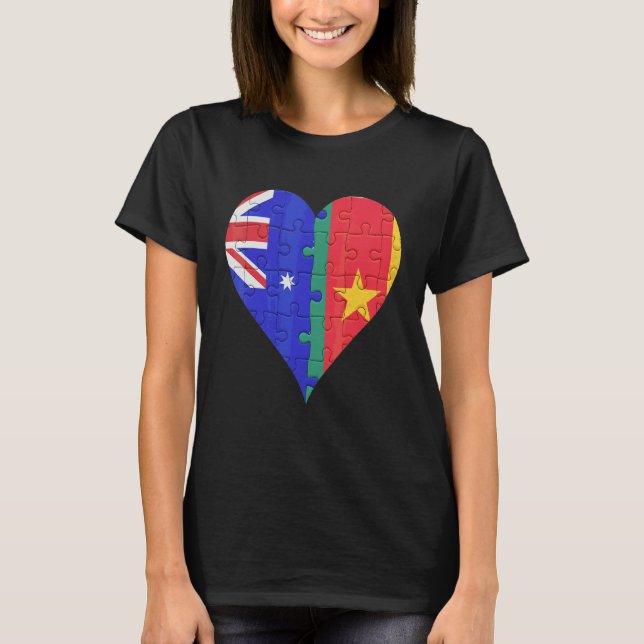 Camiseta Corazón de bandera de Camerún australiano (Anverso)