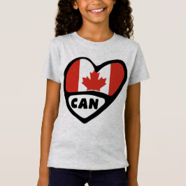 Camiseta Corazón de bandera de código de país de Canadá, CA