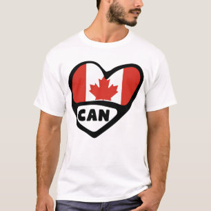 Camiseta Corazón de bandera de código de país de Canadá, CA