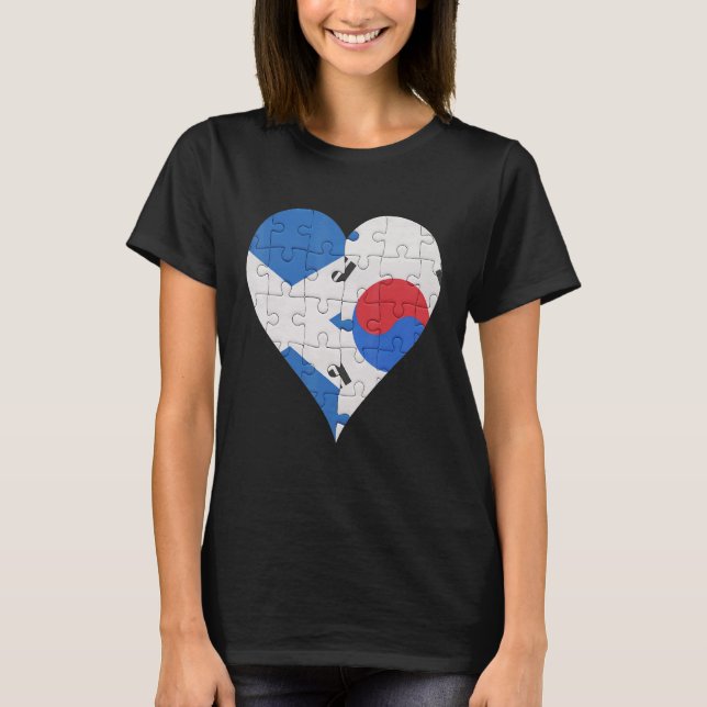 Camiseta Corazón de bandera de Corea del Sur (Anverso)