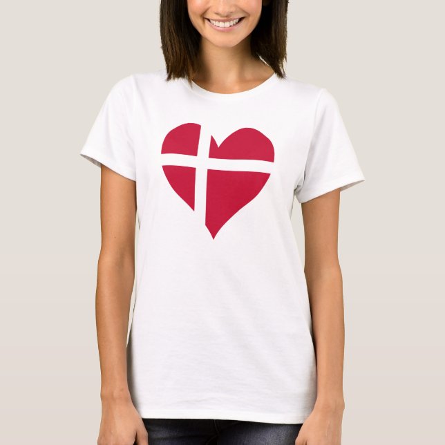 Camiseta Corazón de bandera de Dinamarca (Anverso)