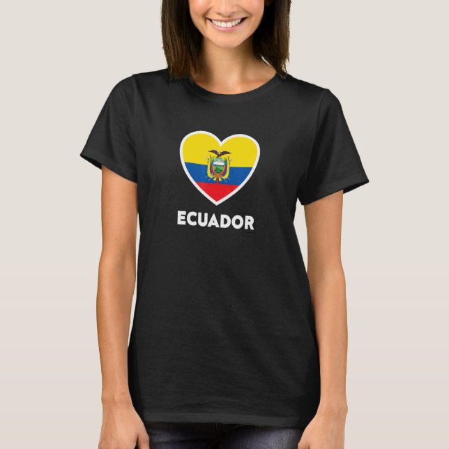 Camiseta Corazón de Bandera de Ecuador (Anverso)