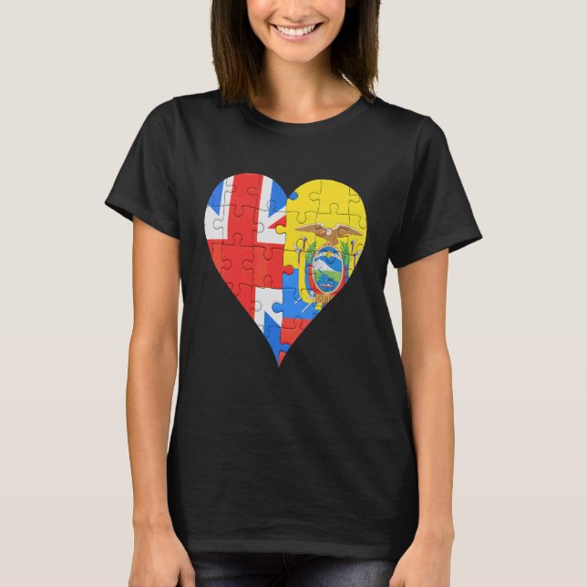 Camiseta Corazón de bandera de Ecuador británico (Anverso)