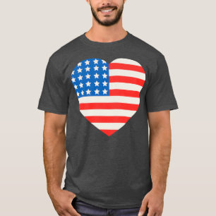 Camiseta Corazón De Bandera De Estados Unidos 4 De Julio
