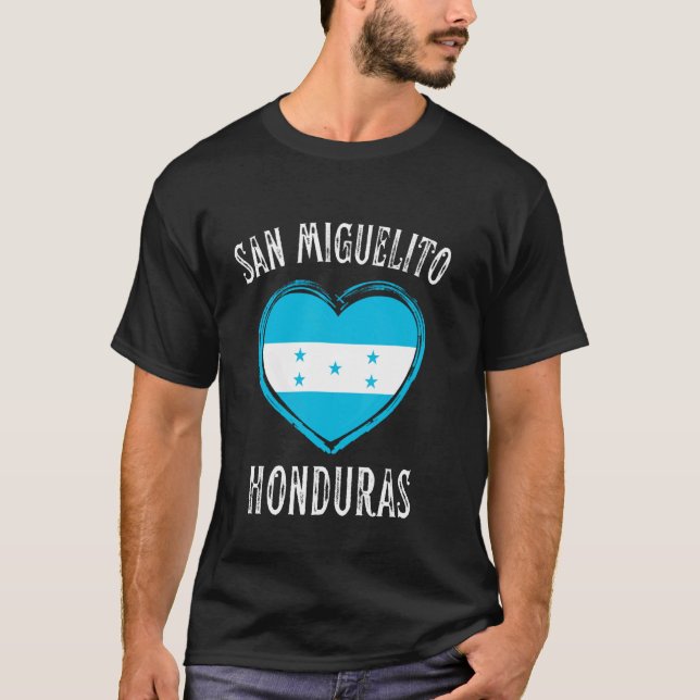 Camiseta Corazón de bandera de Honduras San Miguelito (Anverso)
