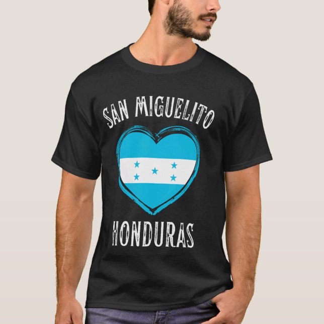Camiseta Corazón de bandera de Honduras San Miguelito (Anverso)