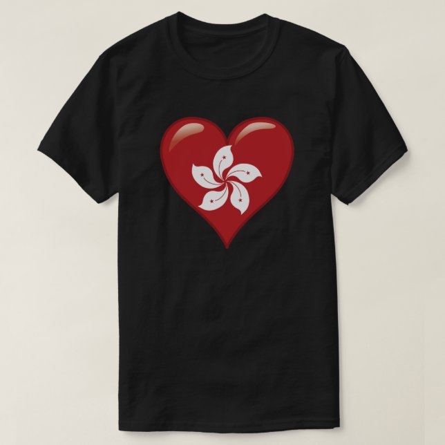 Camiseta Corazón de bandera de Hong Kong (Diseño del anverso)