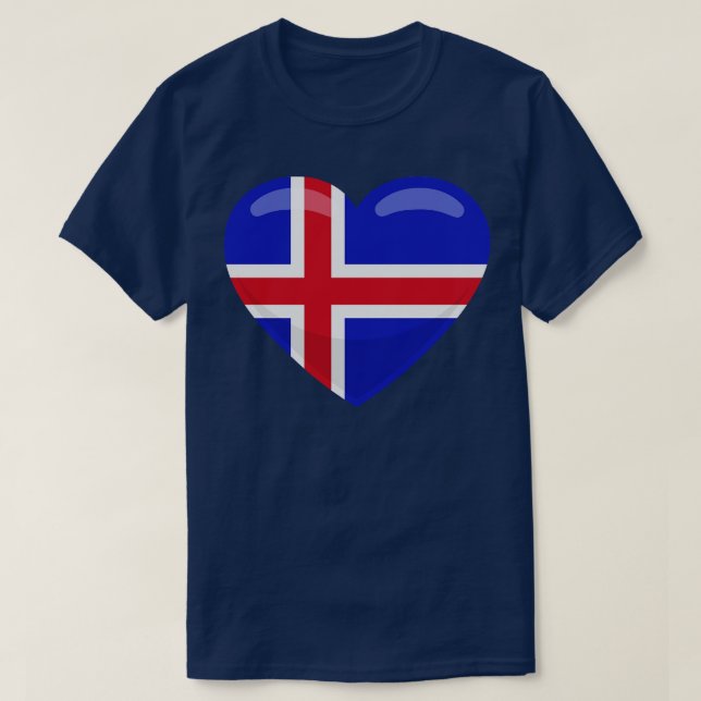 Camiseta Corazón de bandera de Islandia (Diseño del anverso)