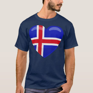 Camiseta Corazón de bandera de Islandia