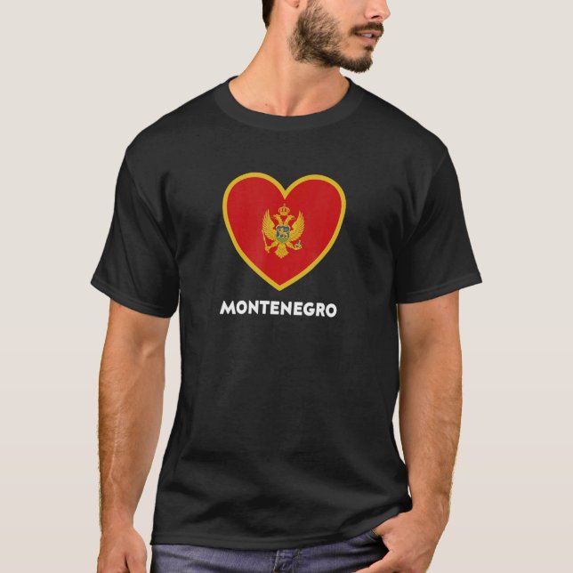 Camiseta Corazón de bandera de Montenegro (Anverso)