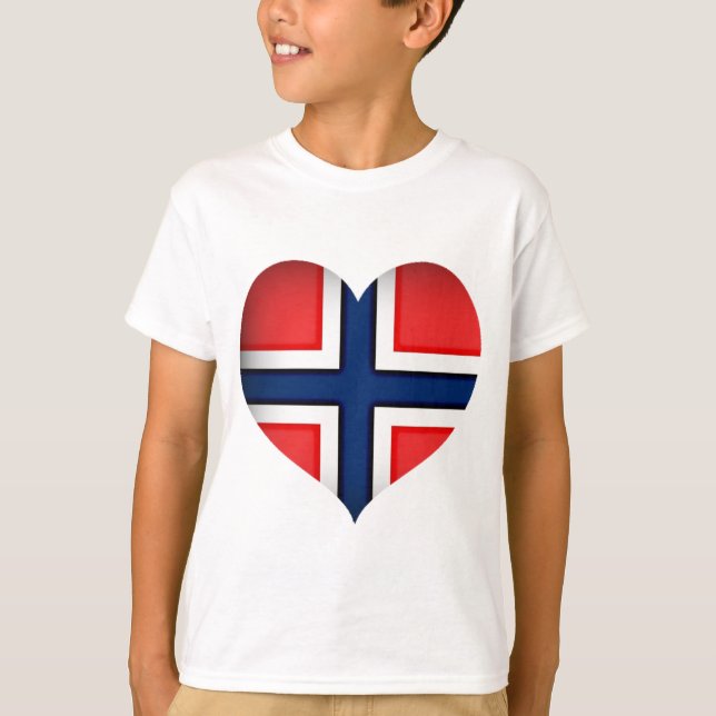 Camiseta Corazón de bandera de Noruega (Anverso)
