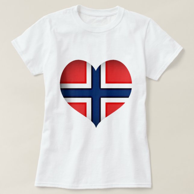 Camiseta Corazón de bandera de Noruega (Diseño del anverso)