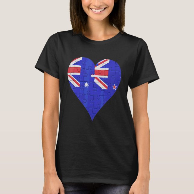 Camiseta Corazón de bandera de Nueva Zelanda de Australia (Anverso)