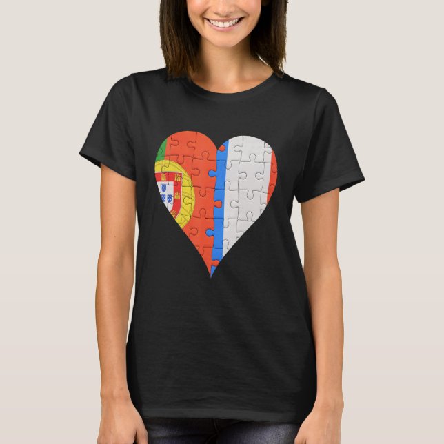 Camiseta Corazón de bandera de Portugal (Anverso)