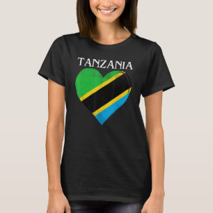 Camiseta Corazón de bandera de Tanzania vintage para tanzan