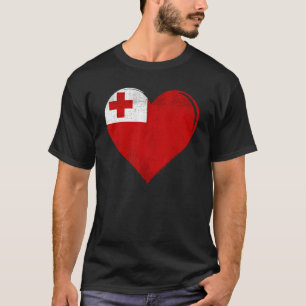 Camiseta Corazón de bandera de Tonga vintage para Tonga