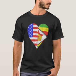 Camiseta Corazón de bandera de Zimbabue de Estados Unidos