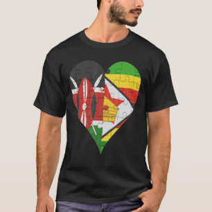 Camiseta Corazón de bandera de Zimbabue de Kenia