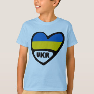 Camiseta Corazón de bandera del código del país de Ucrania,