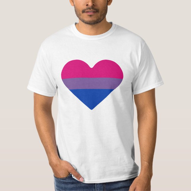 Camiseta Corazón de bandera del Orgullo Bisexual (Anverso)