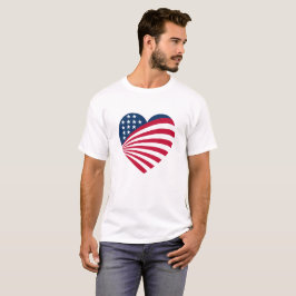 Camiseta Corazón de bandera estadounidense patriótica