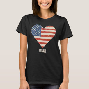 Camiseta Corazón De Bandera Estadounidense Utah 4 De Julio