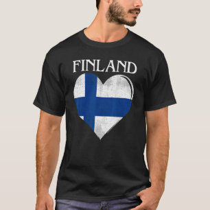 Camiseta Corazón de bandera finlandesa vintage